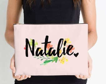 Bridesmaid gift,Personalised makeup purse; wedding makeup bag; personalised makeup bag;makeup bag; bridesmaid gift idea; maid of honour gift