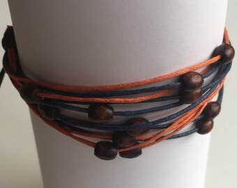 Adjustable Bracelet with Wooden Beads