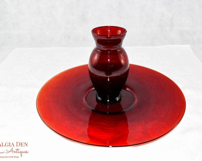 Vintage Anchor Hocking Royal Ruby Red Glass Vase - Valentine's Decor