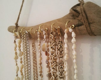 Driftwood Jewelry Display Wall Mounted Jewelry Organizer Necklace Storage Hanging Jewelry Holder bohemian decor
