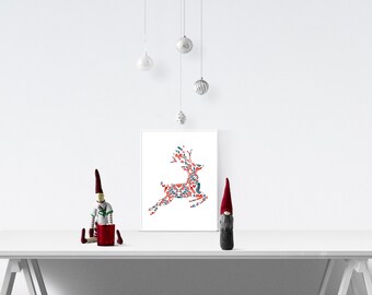 Reindeer Print // Digital Print // Wall Art // Christmas Print