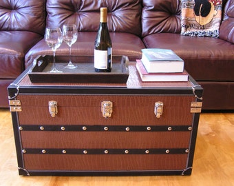 Cayman Steamer Trunk Wood Storage Wooden Treasure Chest