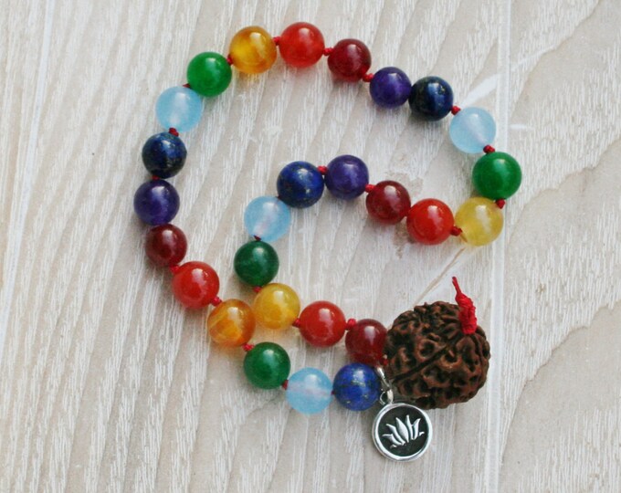 Mala 27 + 1, Japa Mala, Chakra Mala, Rudraksh Guru Bead, Silver Part,