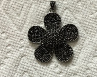 Pave black spinal sterling silver pendant