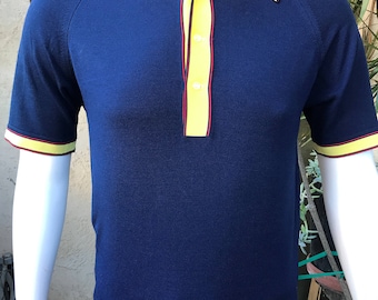 1970's Mens Ban-Lon Knit Shirt/ Mad Men Mod Knit
