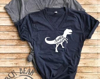Unisex Heather T-Shirt Auntie Saurus - Auntie Shirt - Aunt T Shirt - Aunt Shirt - Funny Aunt Shirt