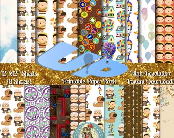 Disney Up, Disney Up House, Up Disney, Up House, Up Movie, Up Pixar, Up Wedding, Up Birthday, Instant Download, Scrapbook Paper, Digital
