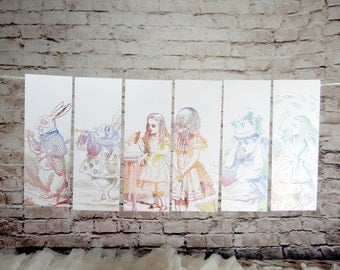 Alice in Wonderland Bookmarks set of six, Gifts for Bookworms, Literary Quotes, Alice's Adventures in Wonderland, Lewis Carroll, book quote