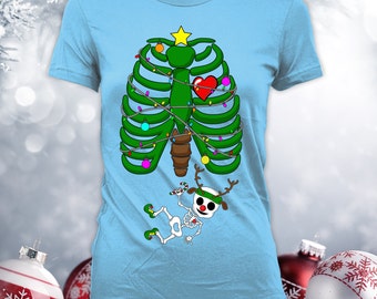 Christmas Pregnancy Shirt, Skeleton Maternity Baby, Baby Announcement,Pregnant Christmas Shirt, Baby Skeleton,Rudolph Reindeer Shirt CCB-439