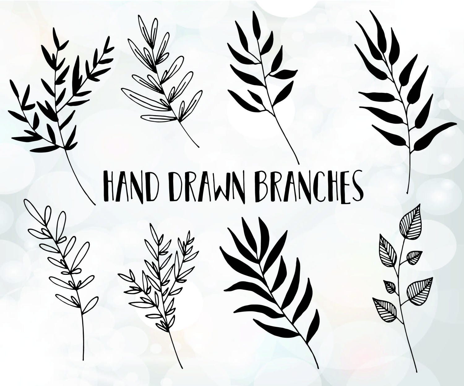 Download Hand drawn branches svg - Vines svg - Branches svg File - Hand drawn leaves and branches ...