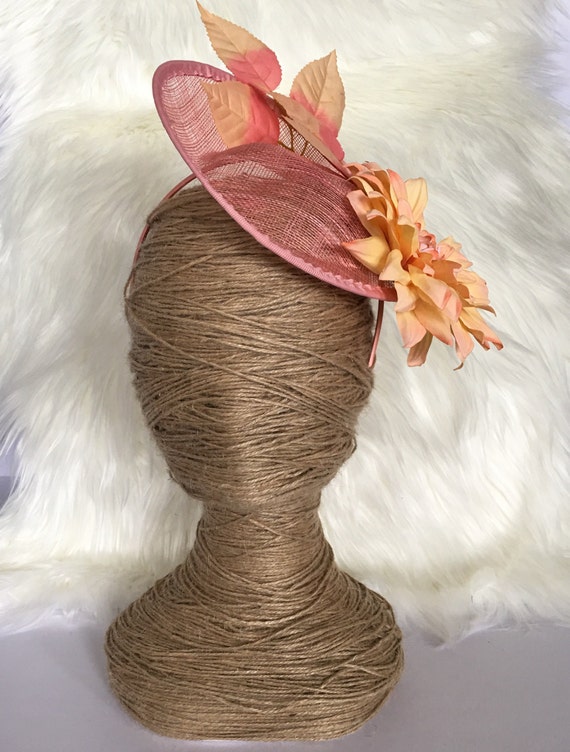 Pink Peach Coral Netting Headband Artificial Flower