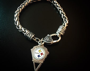 Steelers bracelet / Pittsburgh Steelers / Football / Silver Bracelet / Steelers Fan / Sports Jewelry /Steeler Nation /Steelers Nation/ Love