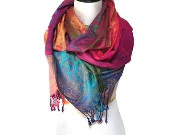 Pashmina Scarf Rainbow Scarf Pashmina Shawl Gift For Her Fashion Accessories Mothers Day Pashmina Scarves Women Scarf Shawls&Wraps
