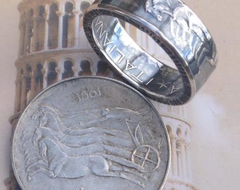 1961 Italy 500 Lira Coin Ring -- 83.5% Silver