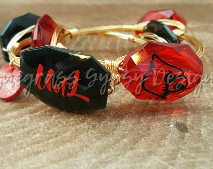 20% off University of Louisville Wire Wrapped Bangle, Bracelet, Bourbon and Boweties Inspired