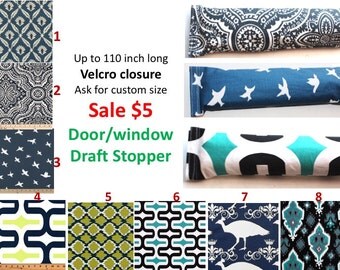 SALE Door Draft stopper any length option Window Draft stopper Blue Green Door Snake Wind Blocker Window Snake Empty stopper