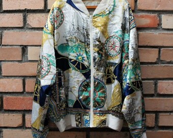 Vintage Jacqueline Ferrar Sailing Baroque Jacket Swag Silk Bomber Jacket
