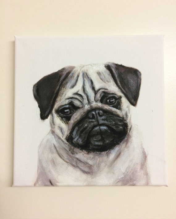 Original pug painting/canvas