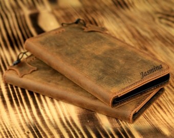 Personalized SONY Xperia Z5 Premium Wallet Case - Handmade Genuine Leather