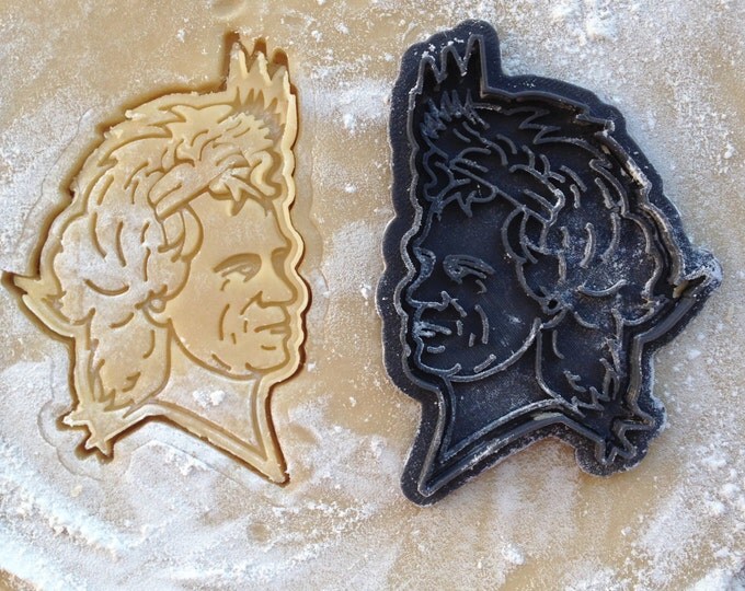 Rolling Stones cookie cutters set. Mick Jagger face cookie cutter. Keith Richards face cookie stamp. Tongue cookie cutter