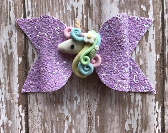 LIMITED QUANTITY 4' chunky glitter faux leather w/unicorn