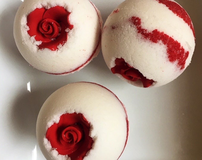 Red Flower bath bomb , valentines bath bomb , wholesale bath bomb , gifts for her