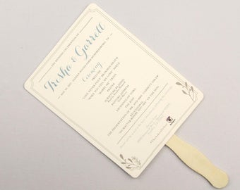 Rustic Herb Garden Dusty Blue Wedding Program Fan - TE1