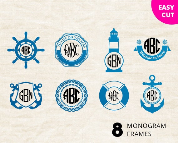 Download Nautical svg monogram frames 8 marine frames digital Sea