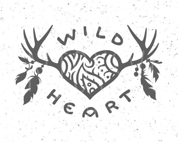 Download Wild Heart SVG Feathers svg Wild Heart Svg file Horns svg Baby