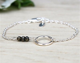 ring and pyrite on channel gems stones bracelet 925 Silver: bracelet by foryoujewels