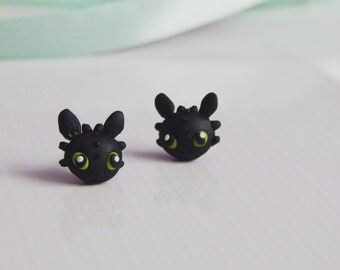 Fimo earrings Toothless How to train your dragon