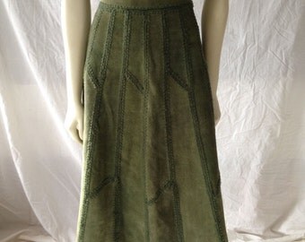 1970s High Waisted Suede Patchwork Skirt-FREE SHIPPING