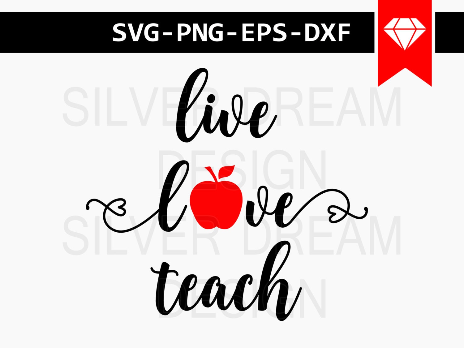Live Love Teach Svg File Teacher Day Svg Teacher Svg Apple 