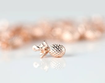 1 Rose Gold Pineapple Charm, Dainty Pineapple Pendant, PN-R1