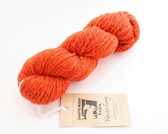 Bulky Knitting Yarn, Wool & Cotton mix, 'Juniper Moonfarm Yearling', Orange Chunky Yarn SALE