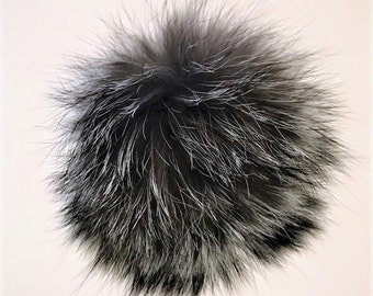 Extra Large 5"inch+ Real Fox Fur Pom Pom Brown With Light Grey Tips Hat Raccoon Pom pom Fox Fur Pom pom Large Pom Poms Fur Ball