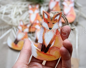 Wooden Christmas Fox. Wooden handmade Fox. Christmas ornaments. Handmade Christmas tree ornaments. Christmas tree ornaments. Xmas decor