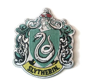 Harry Potter Slytherin snake embroidered patch-heat sealed-iron on-sew on backing-size 4 X 3