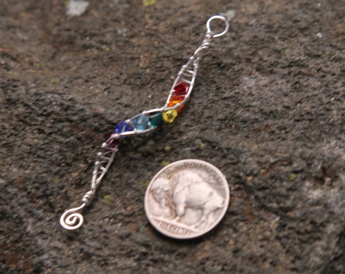 Colorful Sterling Silver Rainbow Swarovski Crystal Wire Wrap Spiral Pendant or Earrings, Wedding Bridesmaid Gift For Her, LGBT Gay Pride