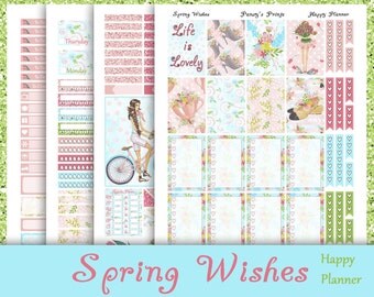 SALE~Spring Wishes~Printable Happy Planner Stickers Spring Weekly Kit For The MAMBI Classic Happy Planner