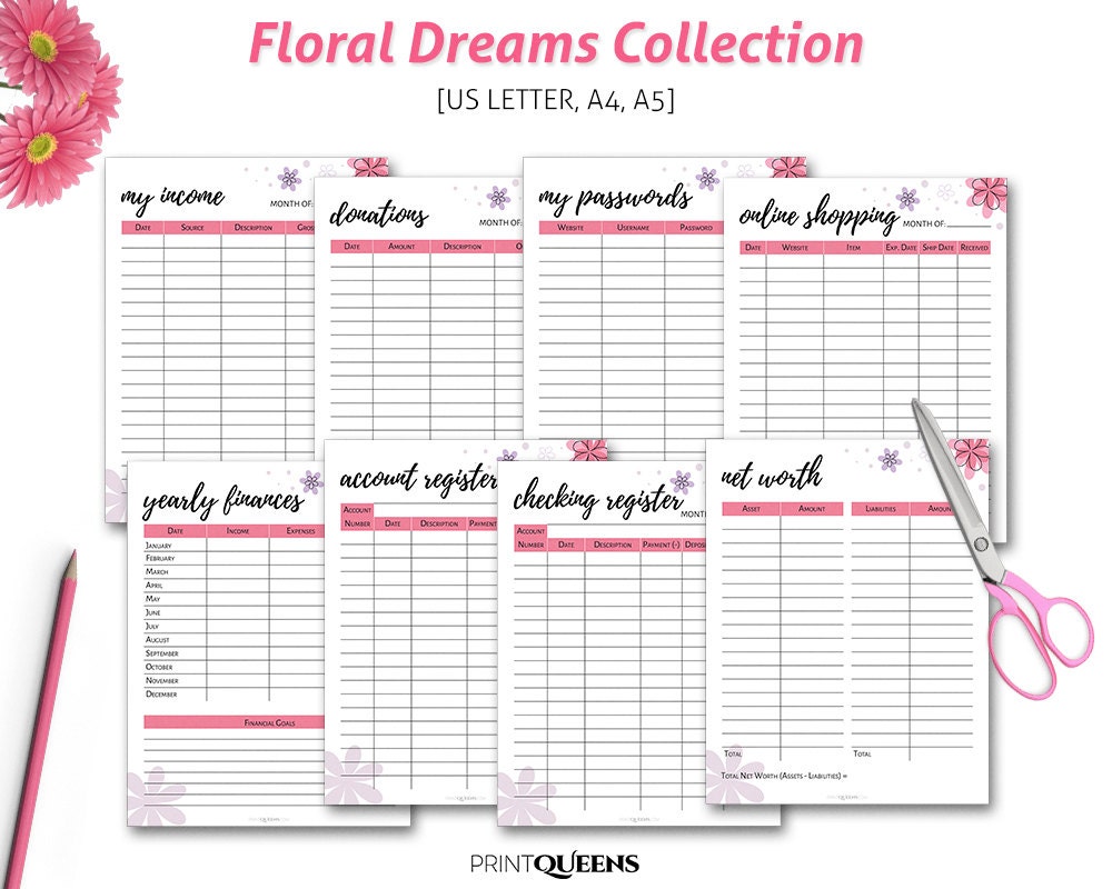 Financial Planner Inserts Financial Printables Budget