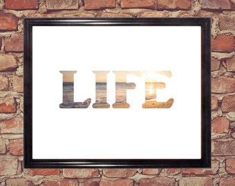Life word print, Word art, Digital download, Home decor