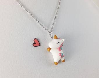 Cute Unicorn Necklace // Polymer Clay Unicorn Charm // Kawaii Unicorn Gift