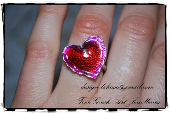 Ring Heart Enamel Sterling Silver White Gold-plated Jewelry Lakasa e-shop Best gifts ideas for her birthday anniversary forever friends love