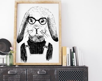 Hipster rabbit | Etsy