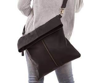 crossbody bag - leather crossbody - crossbody purse - leather bag - leather handbag - cross body bag - black leather bag - black crossbody