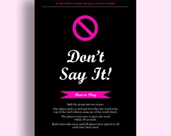 Don't Say It - Taboo Style Bachelorette Game Download Bridal Shower Games Bachelorette Party Games Hen Party Games Bachelorette Games