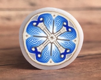 Polymer Clay Cane, blue, white, gold