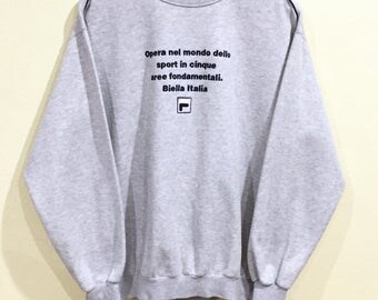 Rare!!! Vintage 90's Fila Sweatshirt Fila Big Logo Spellout Embroidery Jumper Pullover Sweater Sportwear
