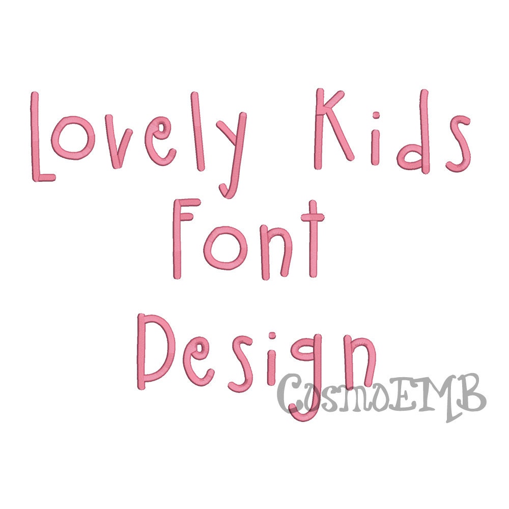 5 Size Lovely Kids Font Embroidery Design Machine Embroidery